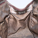 Salvatore Ferragamo Gancini Shoulder Bag Leather Brown Silver Auth BA7992-21