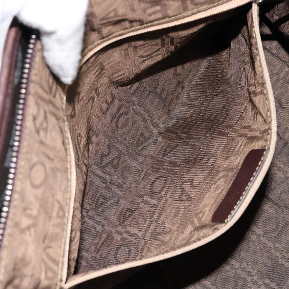 Salvatore Ferragamo Gancini Shoulder Bag Leather Brown Silver Auth BA7992