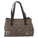Salvatore Ferragamo Gancini Shoulder Bag Leather Brown Silver Auth BA7992-2