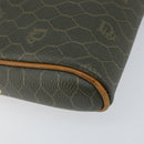 Christian Dior Honeycomb Canvas Shoulder Bag PVC Gold Khaki Auth BA7993-14