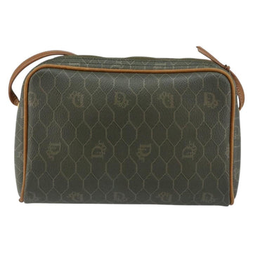 Christian Dior Honeycomb Canvas Shoulder Bag PVC Gold Khaki Auth BA7993 - 0