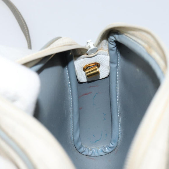 Christian Dior Honeycomb Canvas Shoulder Bag PVC Gold White Auth BA7994