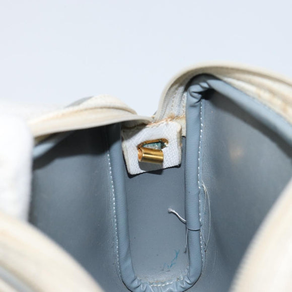 Christian Dior Honeycomb Canvas Shoulder Bag PVC Gold White Auth BA7994