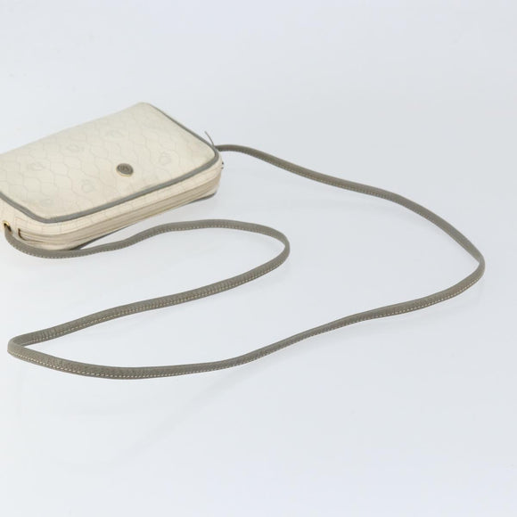 Christian Dior Honeycomb Canvas Shoulder Bag PVC Gold White Auth BA7994