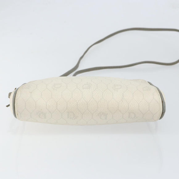 Christian Dior Honeycomb Canvas Shoulder Bag PVC Gold White Auth BA7994