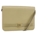 Christian Dior Shoulder Bag Leather Beige Gold Auth BA7996-1