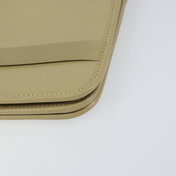 Christian Dior Shoulder Bag Leather Beige Gold Auth BA7996