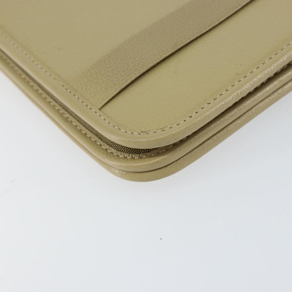 Christian Dior Shoulder Bag Leather Beige Gold Auth BA7996