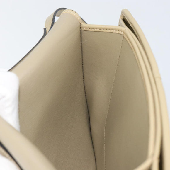 Christian Dior Shoulder Bag Leather Beige Gold Auth BA7996