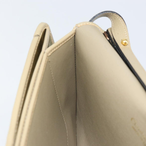 Christian Dior Shoulder Bag Leather Beige Gold Auth BA7996