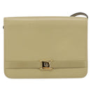 Christian Dior Shoulder Bag Leather Beige Gold Auth BA7996-2