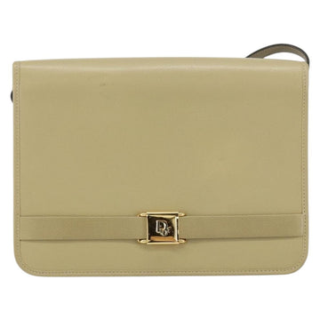 Christian Dior Shoulder Bag Leather Beige Gold Auth BA7996 - 0