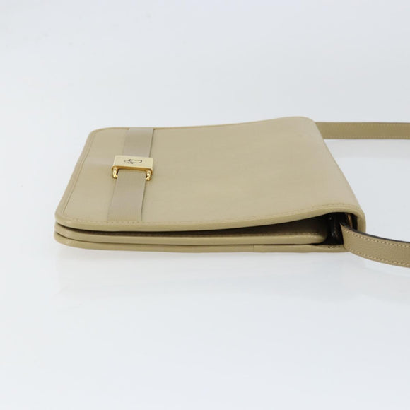 Christian Dior Shoulder Bag Leather Beige Gold Auth BA7996