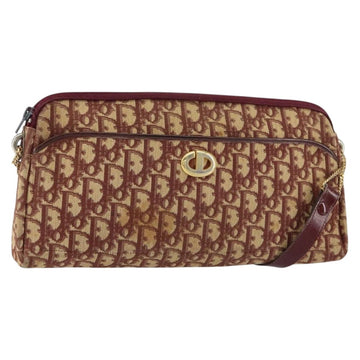 Christian Dior Trotter Canvas Shoulder Bag Red Gold Auth BA7997
