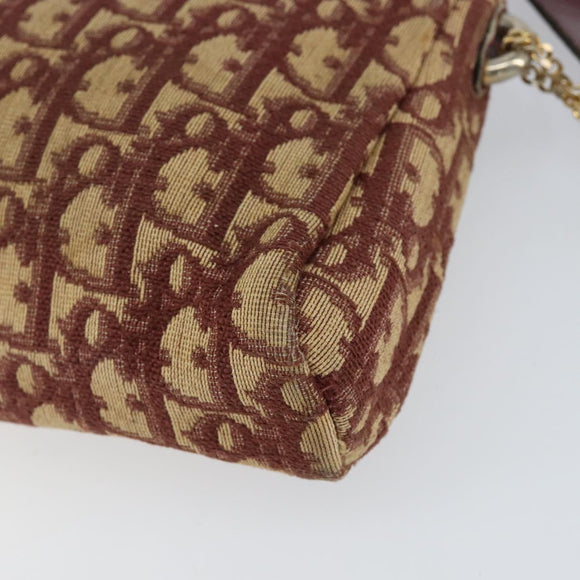 Christian Dior Trotter Canvas Shoulder Bag Red Gold Auth BA7997