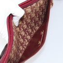 Christian Dior Trotter Canvas Shoulder Bag Red Gold Auth BA7997-20