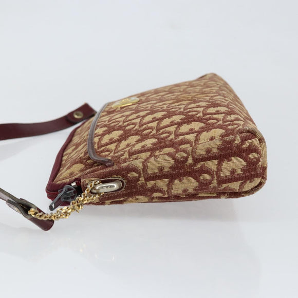 Christian Dior Trotter Canvas Shoulder Bag Red Gold Auth BA7997