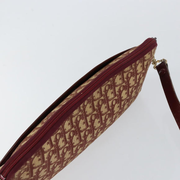 Christian Dior Trotter Canvas Shoulder Bag Red Gold Auth BA7997