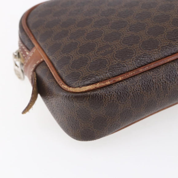 CELINE Macadam Canvas Shoulder Bag PVC Leather Brown Gold Auth BA8001