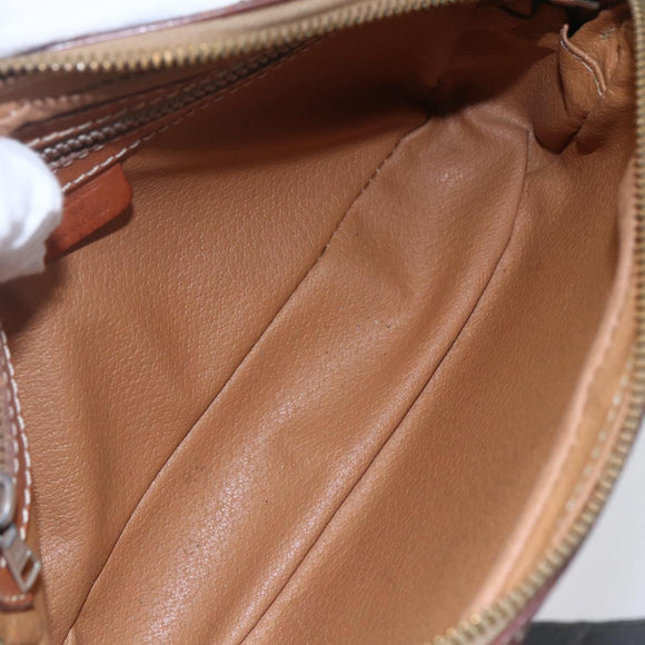 CELINE Macadam Canvas Shoulder Bag PVC Leather Brown Gold Auth BA8001