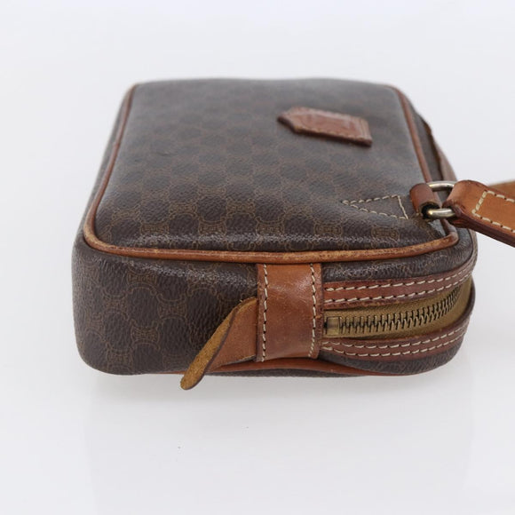 CELINE Macadam Canvas Shoulder Bag PVC Leather Brown Gold Auth BA8001