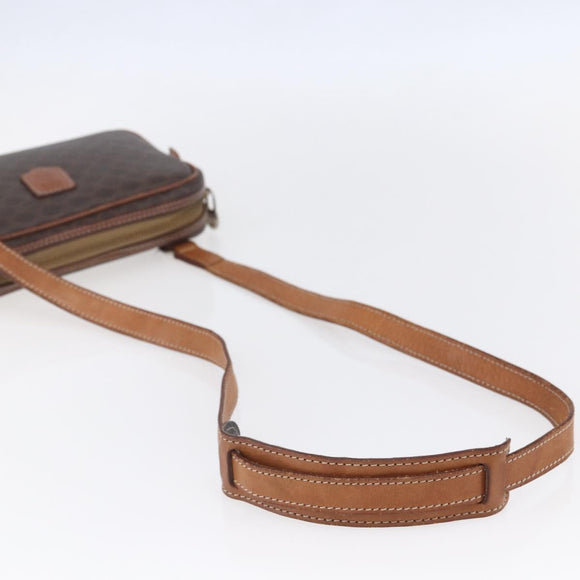 CELINE Macadam Canvas Shoulder Bag PVC Leather Brown Gold Auth BA8001