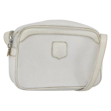 CELINE Shoulder Bag Leather White Auth BA8002