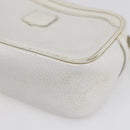CELINE Shoulder Bag Leather White Auth BA8002-9