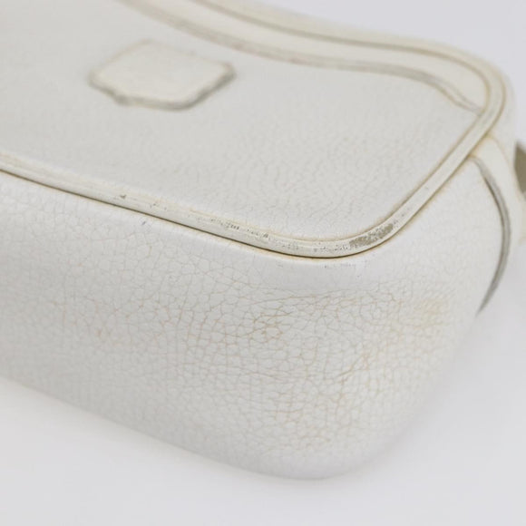 CELINE Shoulder Bag Leather White Auth BA8002