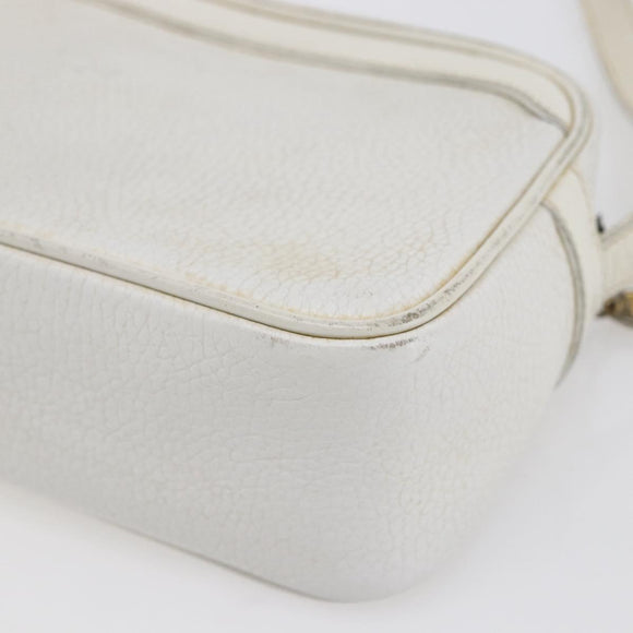 CELINE Shoulder Bag Leather White Auth BA8002