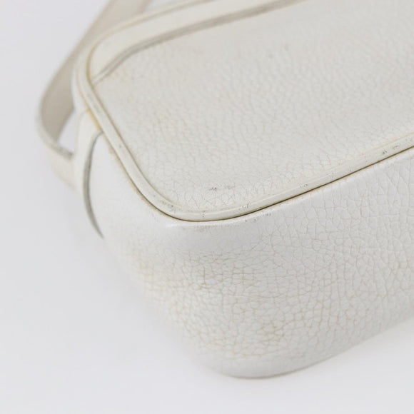 CELINE Shoulder Bag Leather White Auth BA8002