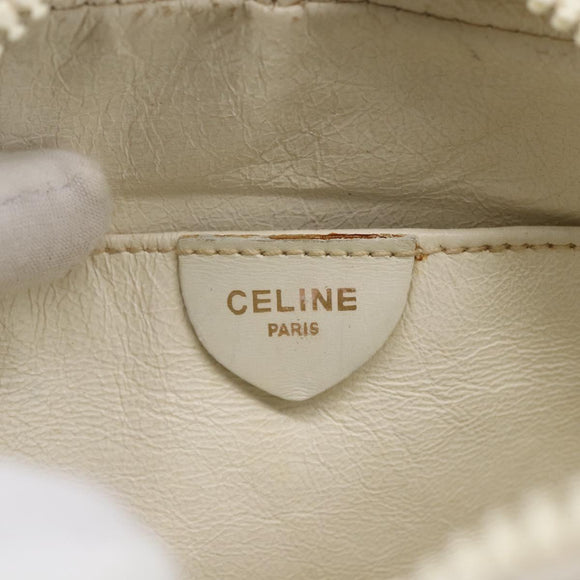 CELINE Shoulder Bag Leather White Auth BA8002