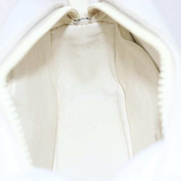 CELINE Shoulder Bag Leather White Auth BA8002