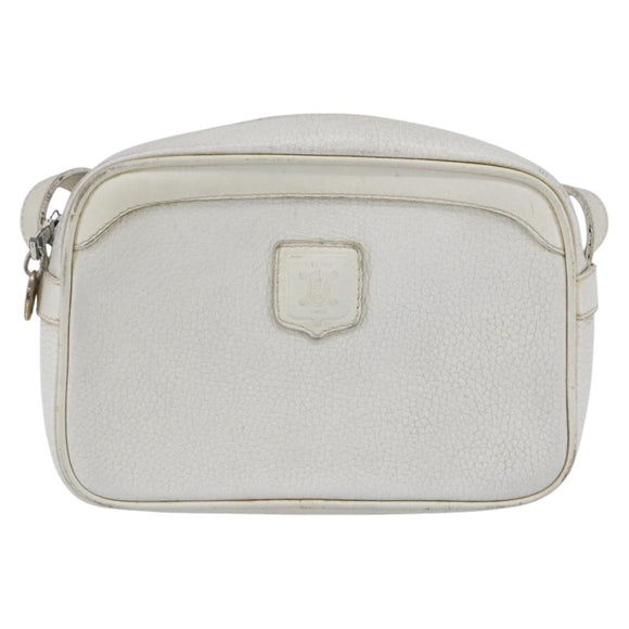 CELINE Shoulder Bag Leather White Auth BA8002