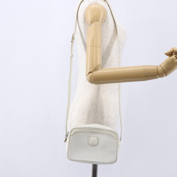 CELINE Shoulder Bag Leather White Auth BA8002