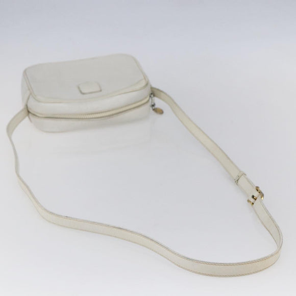 CELINE Shoulder Bag Leather White Auth BA8002