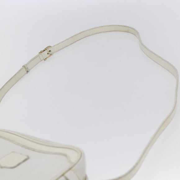 CELINE Shoulder Bag Leather White Auth BA8002