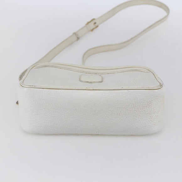 CELINE Shoulder Bag Leather White Auth BA8002