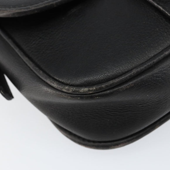 CELINE Shoulder Bag Leather Black Gold Auth BA8003