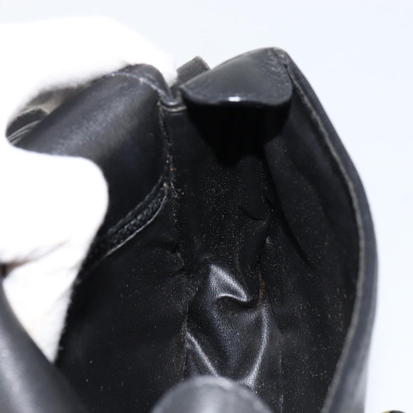 CELINE Shoulder Bag Leather Black Gold Auth BA8003