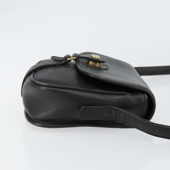 CELINE Shoulder Bag Leather Black Gold Auth BA8003