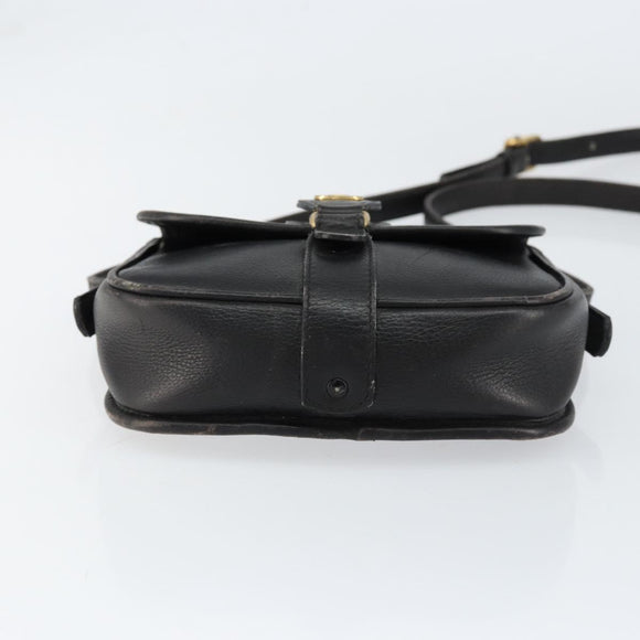 CELINE Shoulder Bag Leather Black Gold Auth BA8003