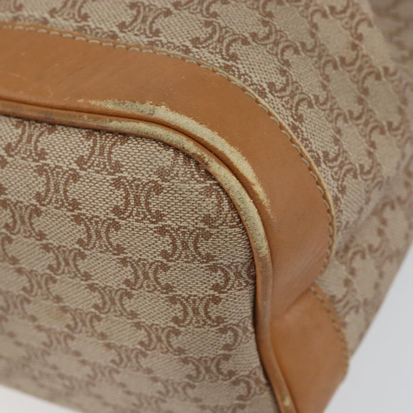 CELINE Macadam Canvas Shoulder Bag Beige Auth BA8004