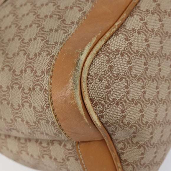 CELINE Macadam Canvas Shoulder Bag Beige Auth BA8004