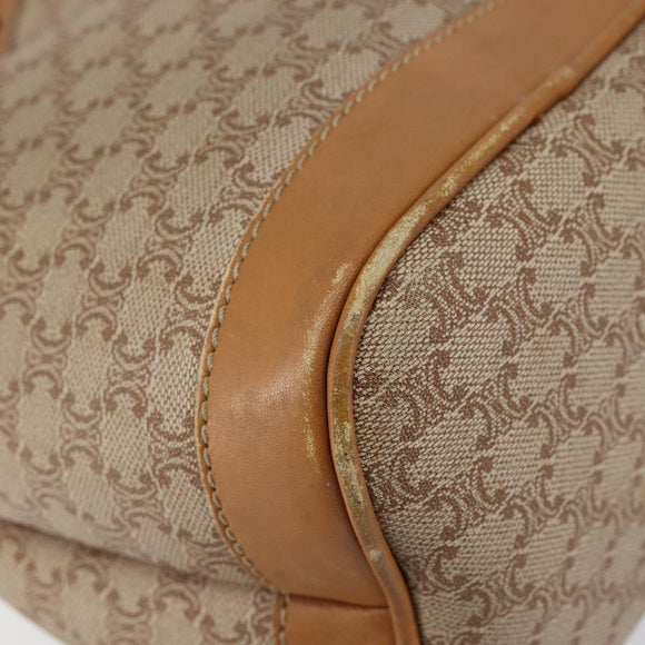 CELINE Macadam Canvas Shoulder Bag Beige Auth BA8004