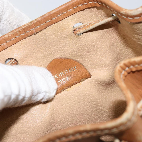 CELINE Macadam Canvas Shoulder Bag Beige Auth BA8004