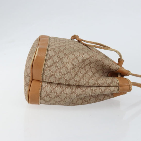 CELINE Macadam Canvas Shoulder Bag Beige Auth BA8004