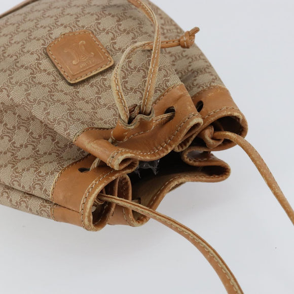 CELINE Macadam Canvas Shoulder Bag Beige Auth BA8004