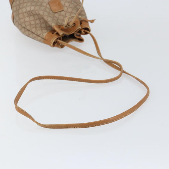 CELINE Macadam Canvas Shoulder Bag Beige Auth BA8004