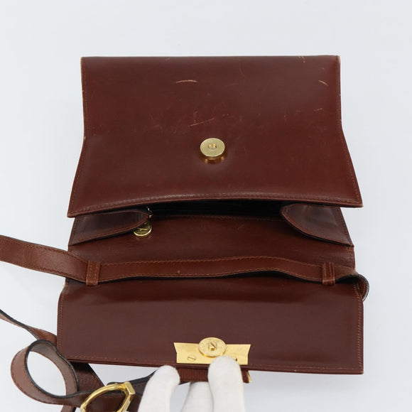 Salvatore Ferragamo Shoulder Bag Leather Brown Gold Auth BA8006